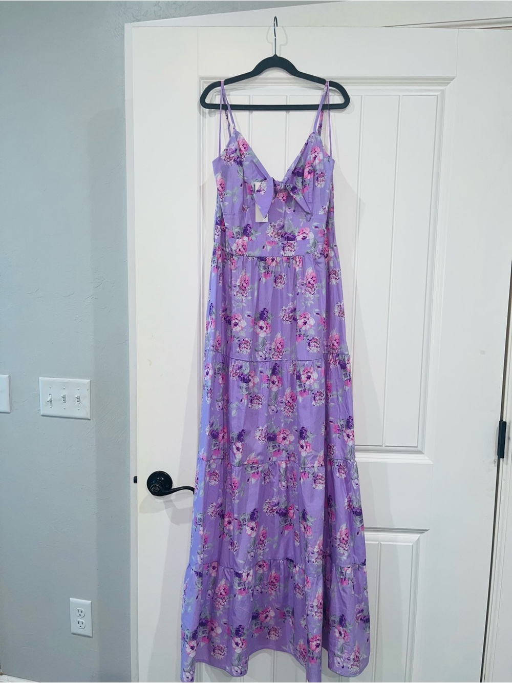 Lavender Floral Tiered Maxi Dress